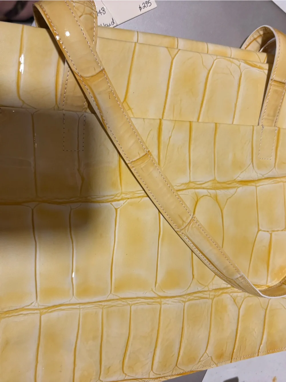 Yellow Croc-Embossed Tote Bag Joan & David