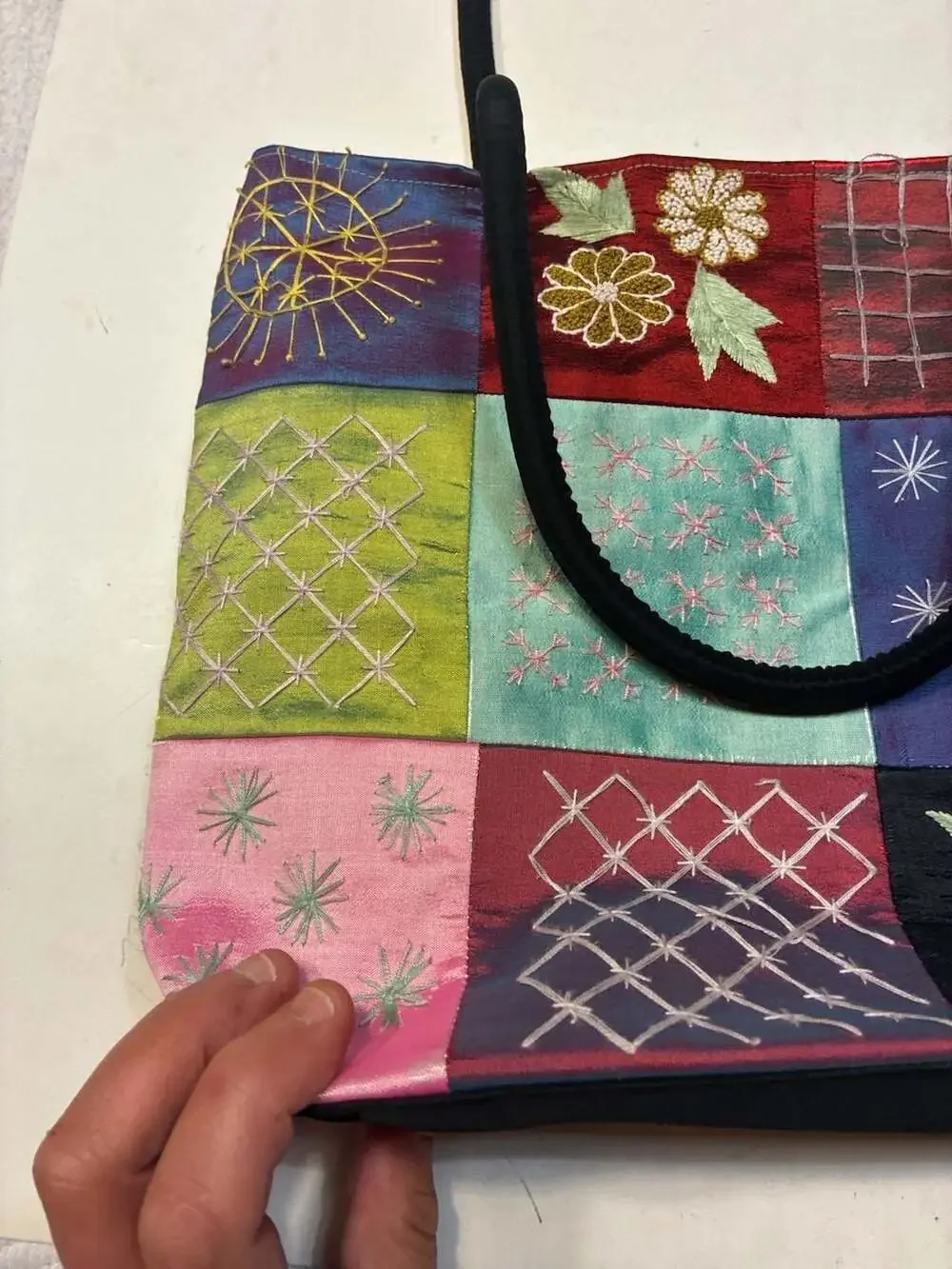 Circa Asia 100% Silk Embroidered Patchwork Tote Bag