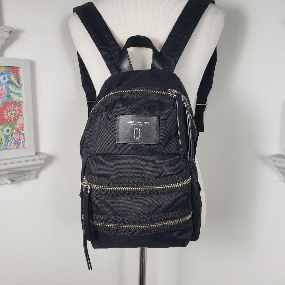 Marc Jacobs Black Backpack - Nylon Unisex Utility School Travel Luggage 13 x 9