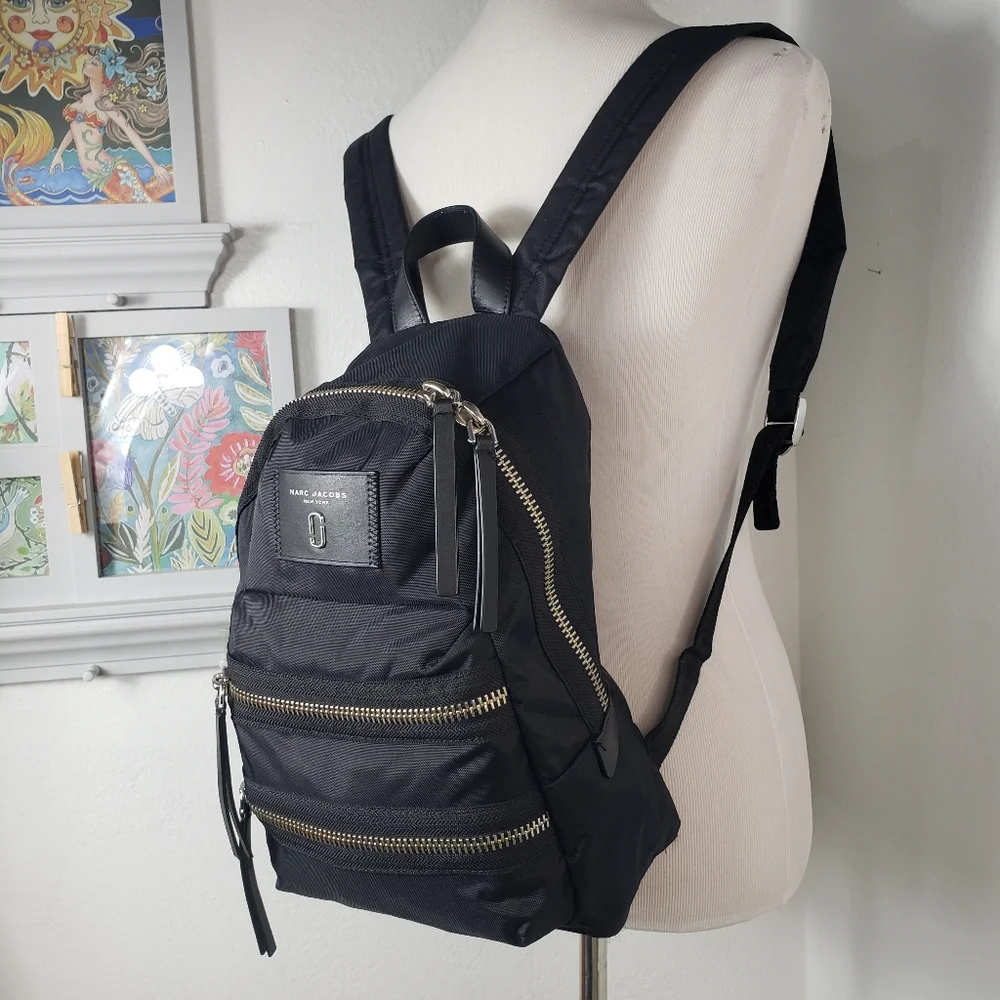 Marc Jacobs Black Backpack - Nylon Unisex Utility School Travel Luggage 13 x 9
