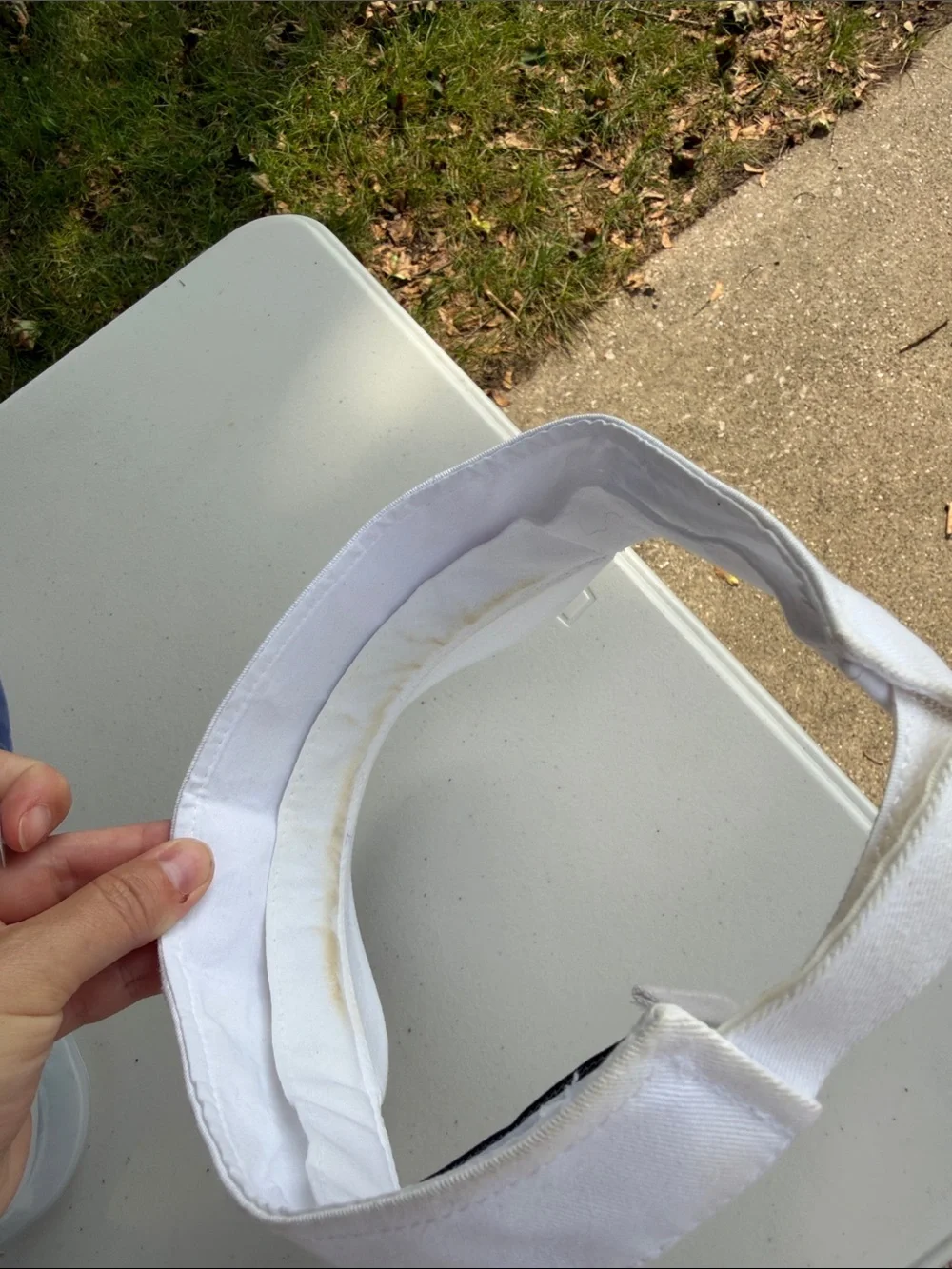 White Visor with Black-Trim Logo Patch