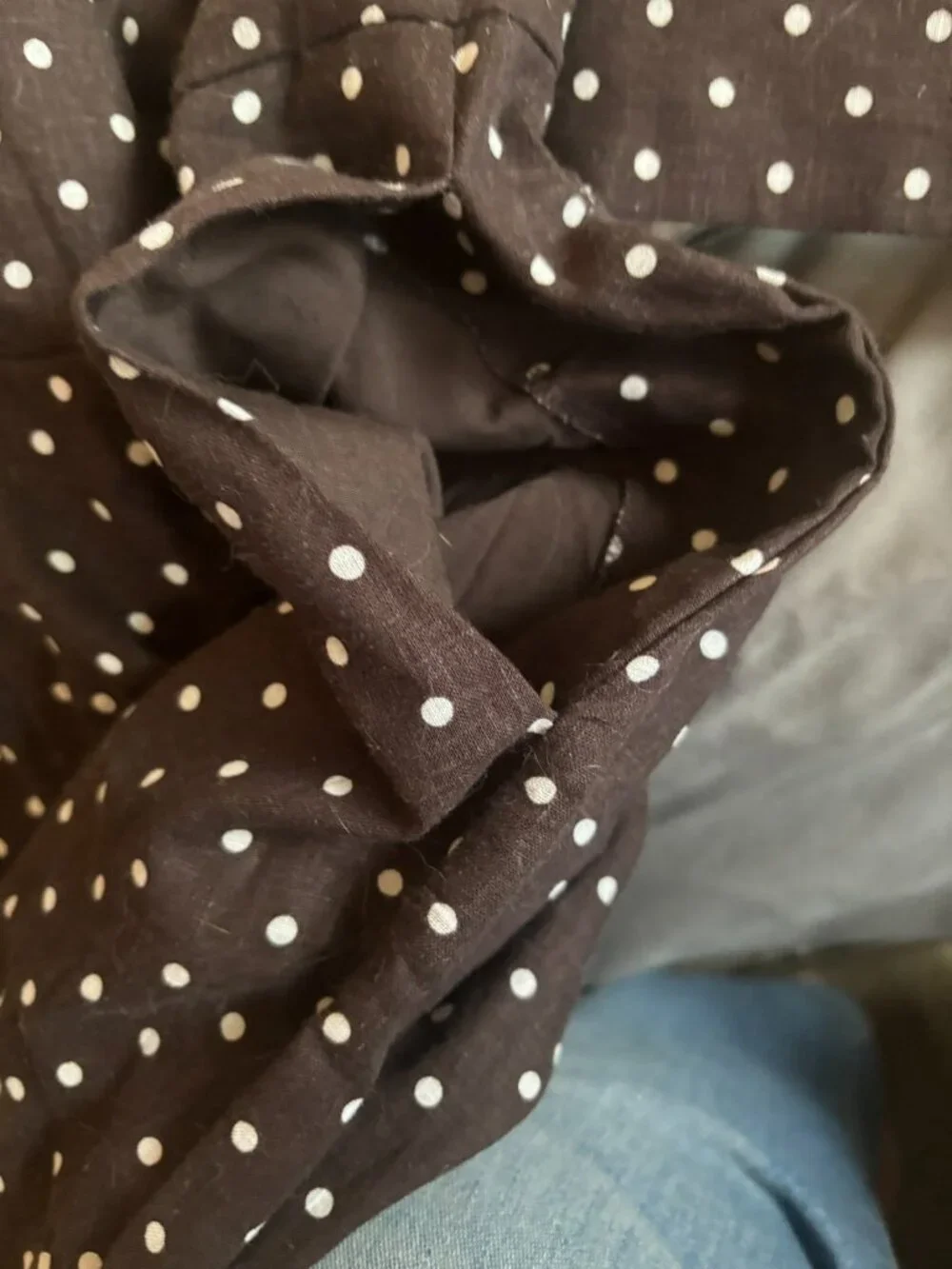 Mango Women's Round Neck Polka-Dot Belt Jumpsuit Brown/White NWOT Pockets MED