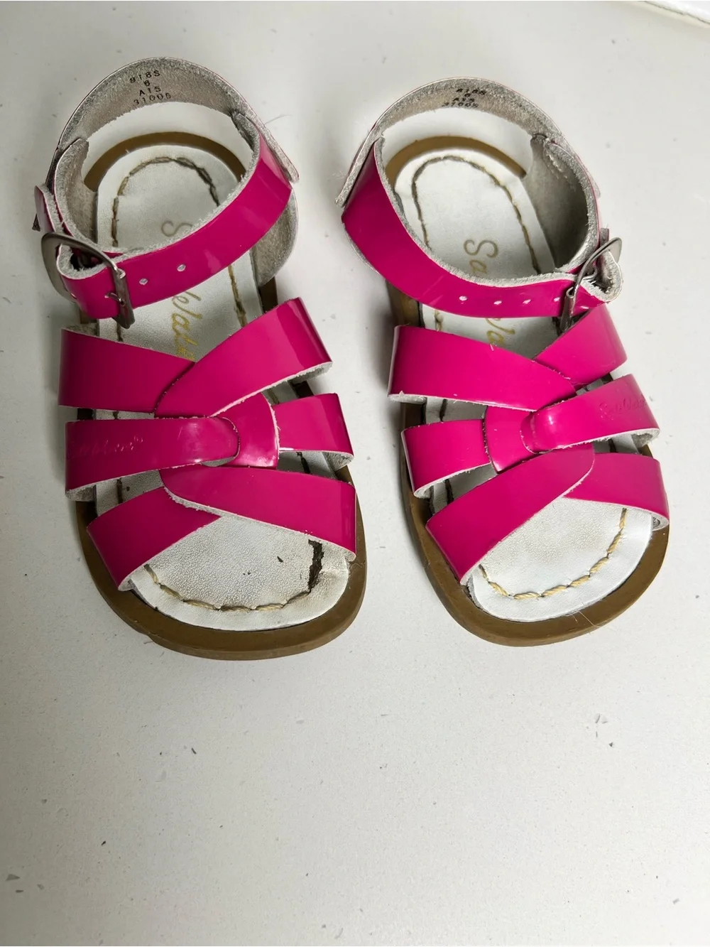 Salt Water Sandals Toddler Girls Size 8 Pink Leather Strappy Sandals