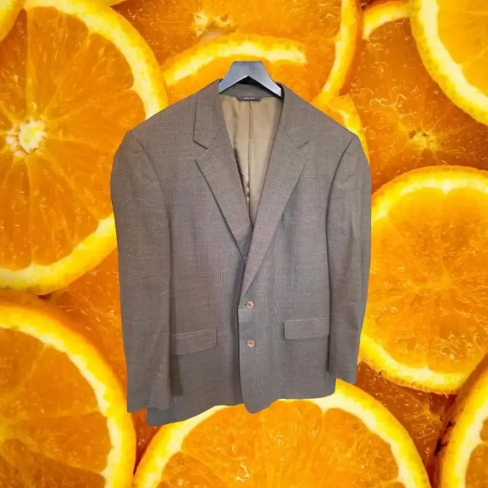Brooks‎ Brothers Tan Plaid 2 Button Blazer Wool/Cashmere
