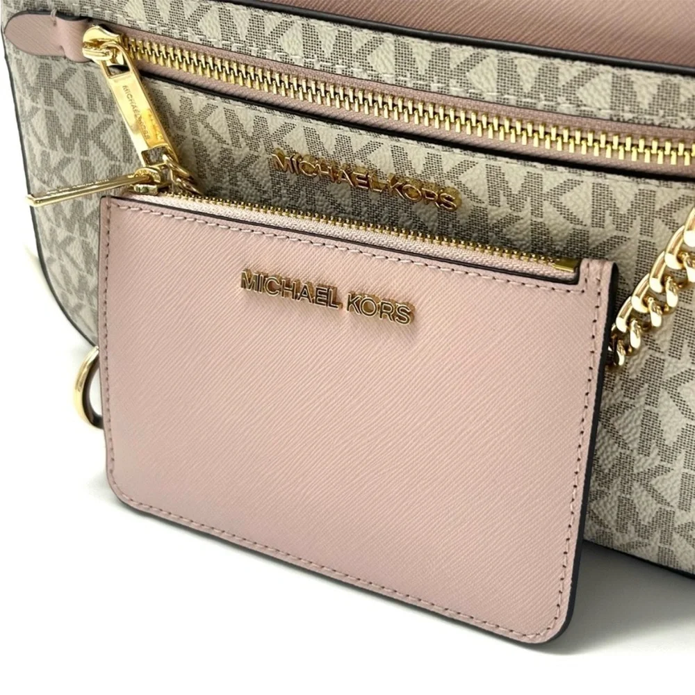 Michael Kors Jet Set LG Signature Logo Crossbody Bag & Matching TZ Coinpouch ID