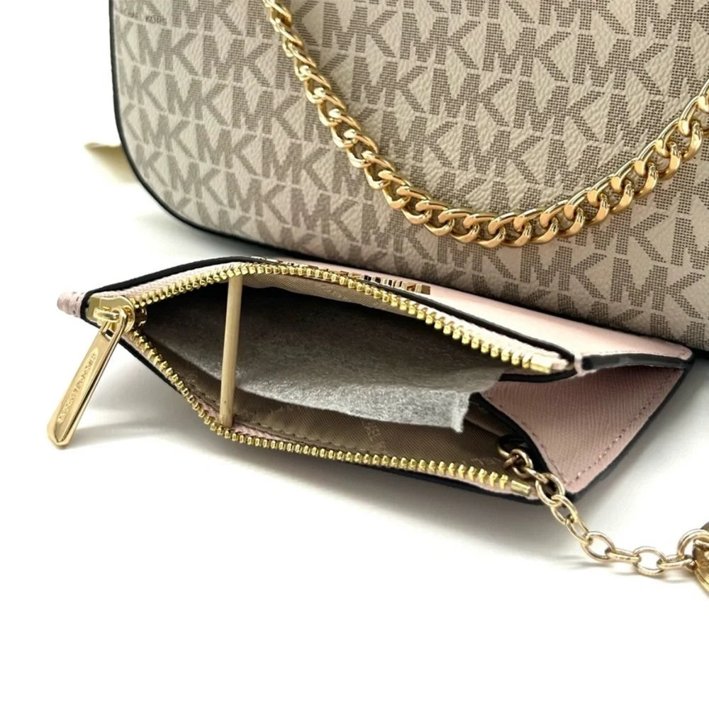Michael Kors Jet Set LG Signature Logo Crossbody Bag & Matching TZ Coinpouch ID