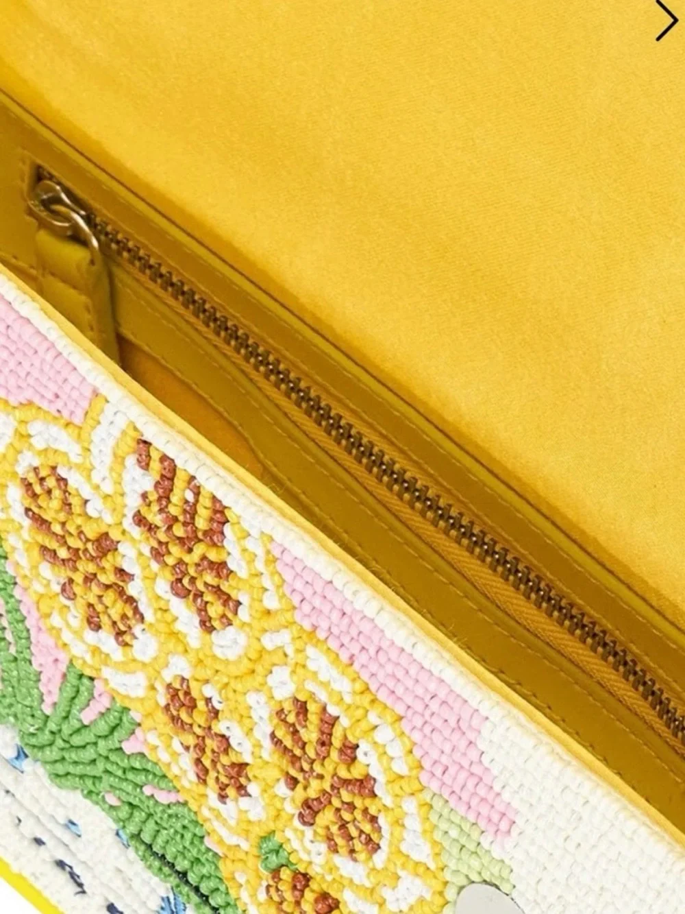 STAUD Tommy Bag Seed Shop Beaded Yellow Floral Shoulder Bag NWT