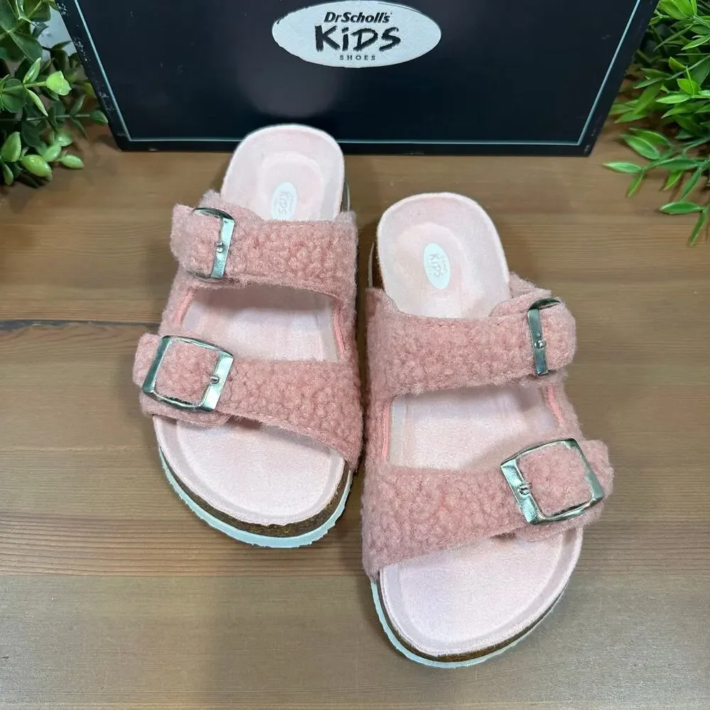 Dr.‎ Scholl's Girls Blaire Buckle Faux Fur Sandals Size 1