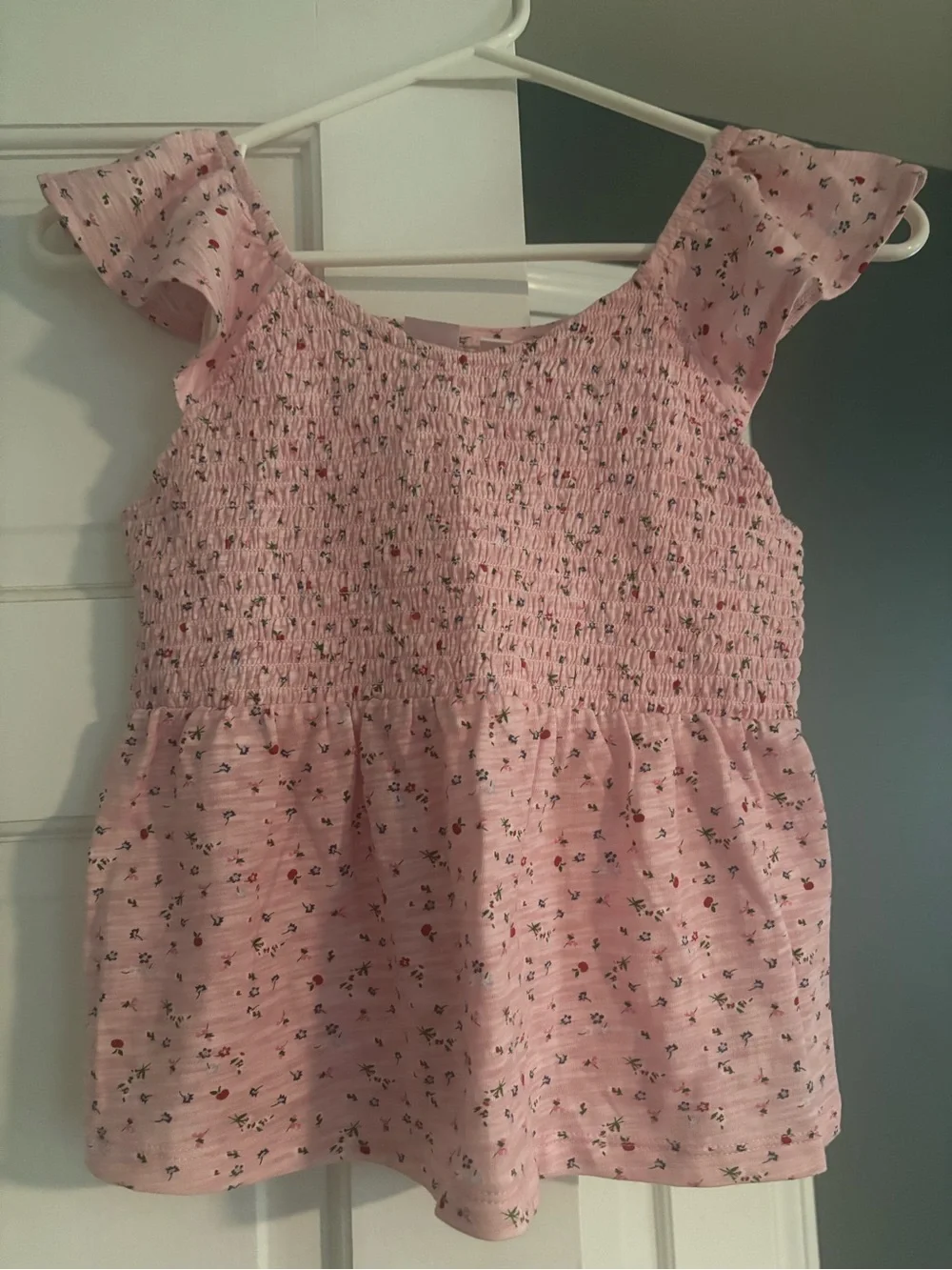 GAP Pink Floral Smocked Top