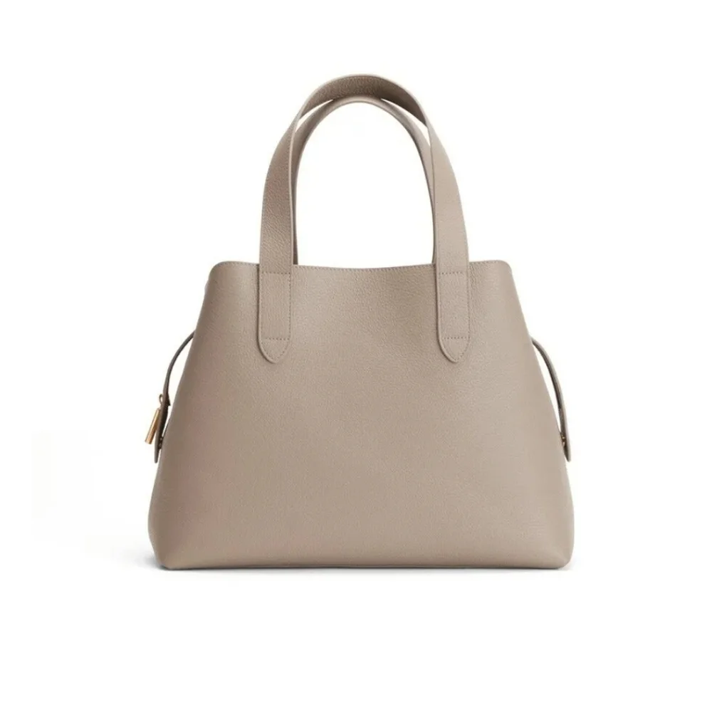 Cuyana Taupe Pebble Leather Tote