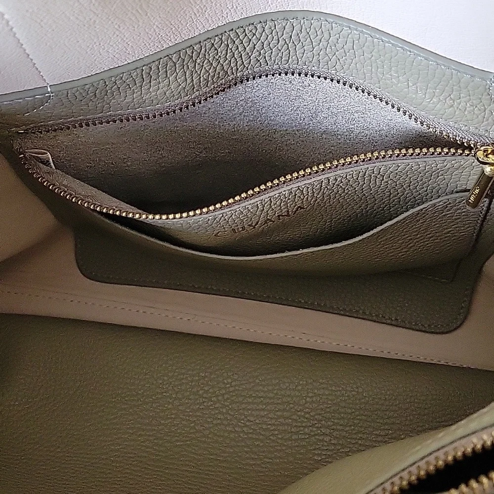 Cuyana Taupe Pebble Leather Tote