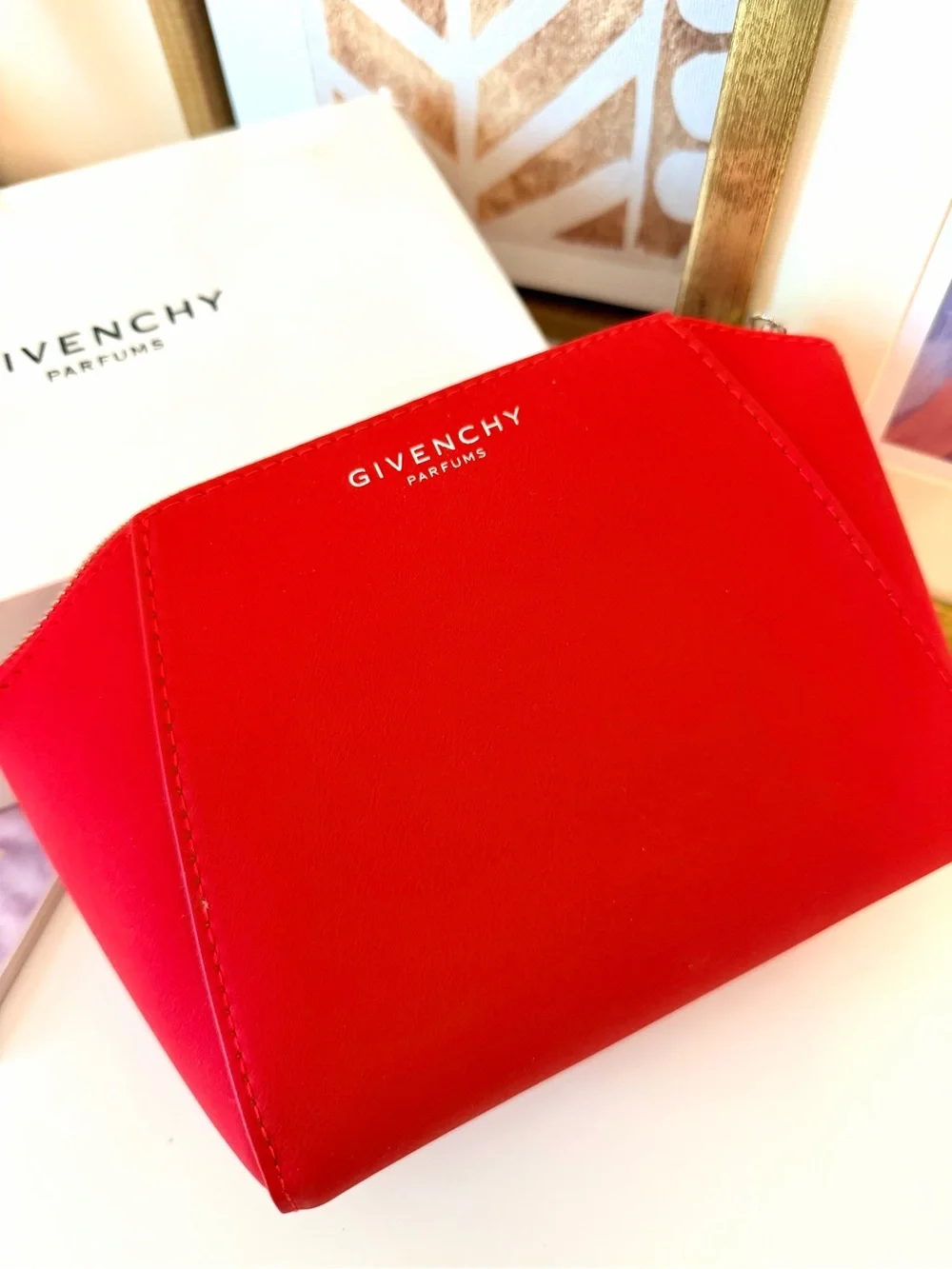 Givenchy Red Zip Cosmetic Bag