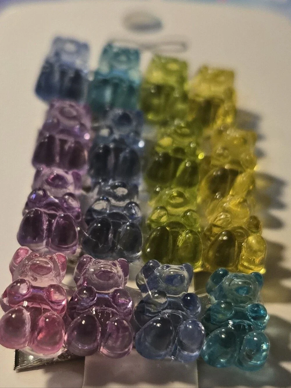 Handcrafted Pastel Rainbow Gummy Bear Hair Clips Set of 4