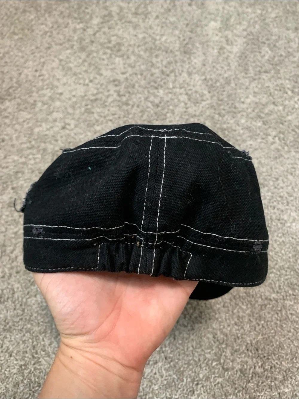 Y2K Black Peace Sign Emo Cadet Cap