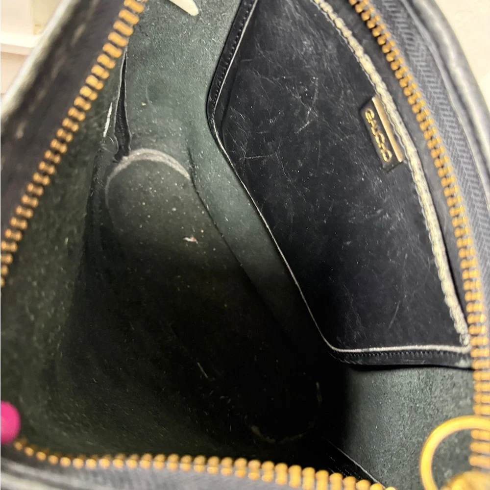 Vintage Gaucho Black Genuine Leather Adjustible Straps Crossbody Bag