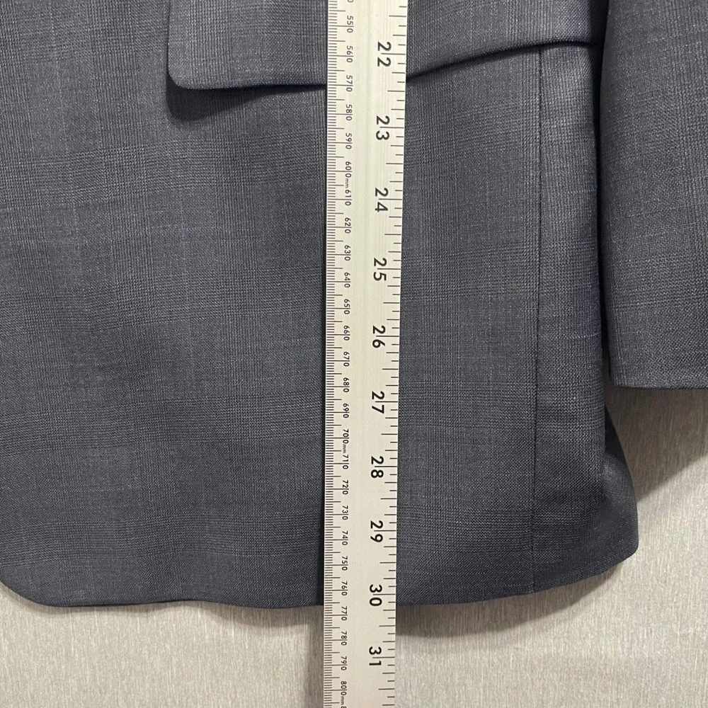 Lauren Ralph Lauren Mens Suit Blazer 46R Blue Windowpane Wool Two Button Formal