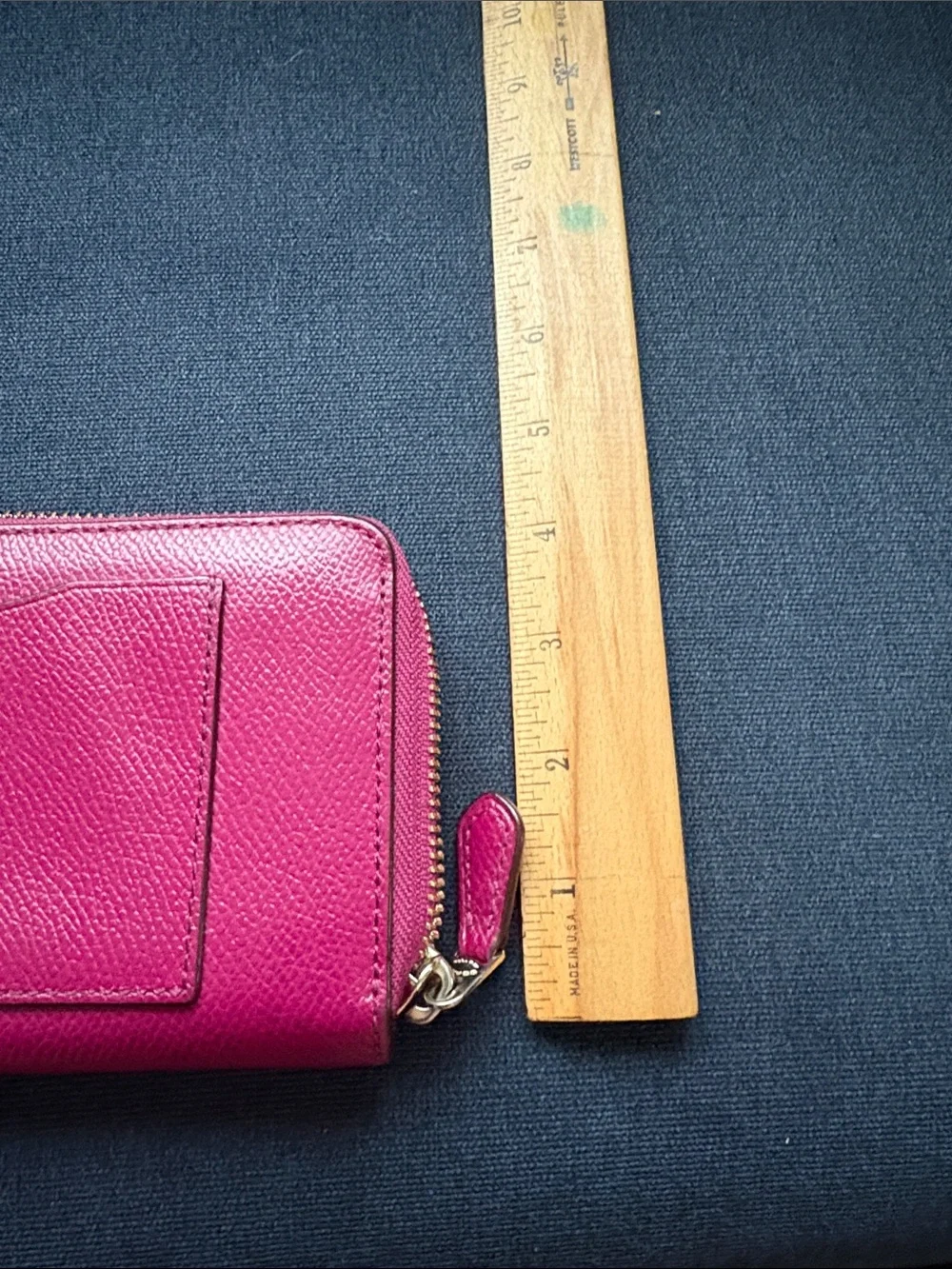 Coach Magenta Zip-Around Leather Wallet with Exterior Pocket