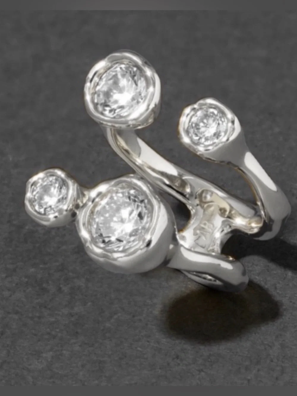 ALEXIS BITTAR Asterales Open Ring Silver Clear CZ SIZE 7 8 AU14