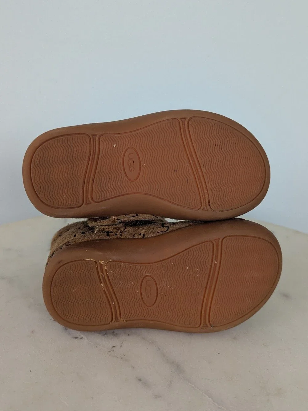UGG Kids Logo Print Chestnut Brown Suede Winter Boots