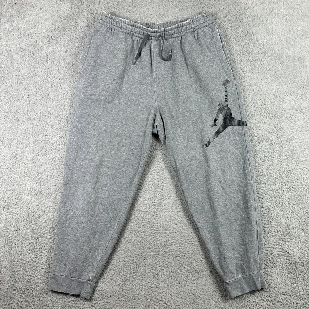 Jordan Jumpman Fleece Sweatpants Mens Large Gray Joggers Graphic DA6803-091‎