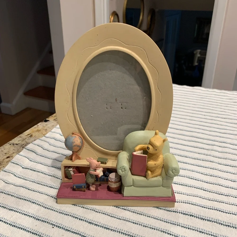 Vintage Disney Winnie the Pooh Picture Frame with Cream and Pink Accents