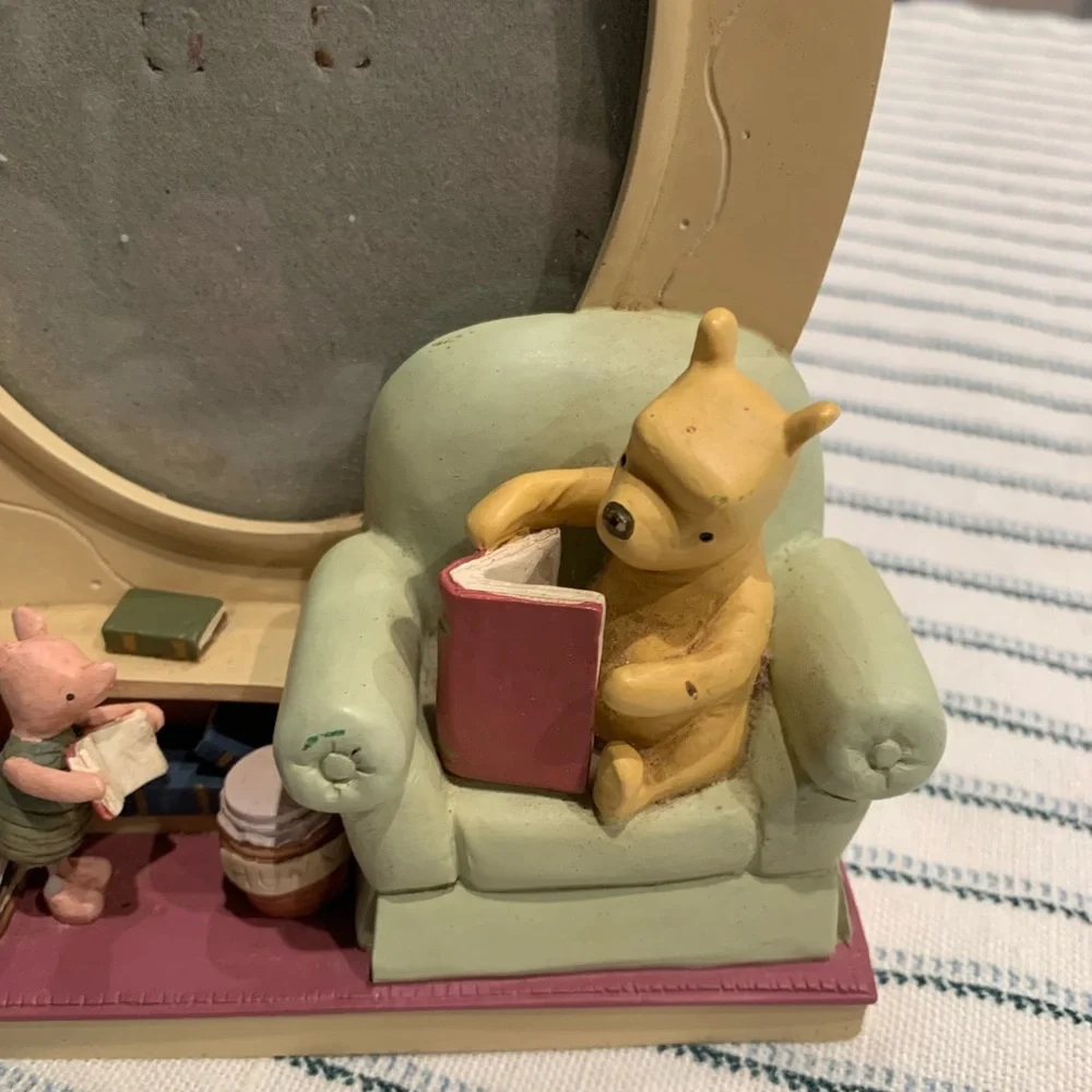 Vintage Disney Winnie the Pooh Picture Frame with Cream and Pink Accents