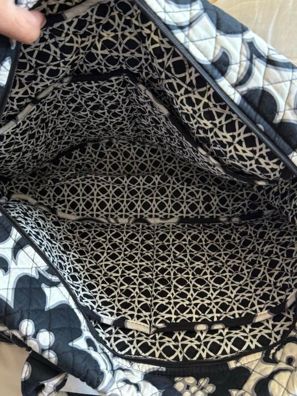 Vera Bradley Black and White Quilted Floral Tote