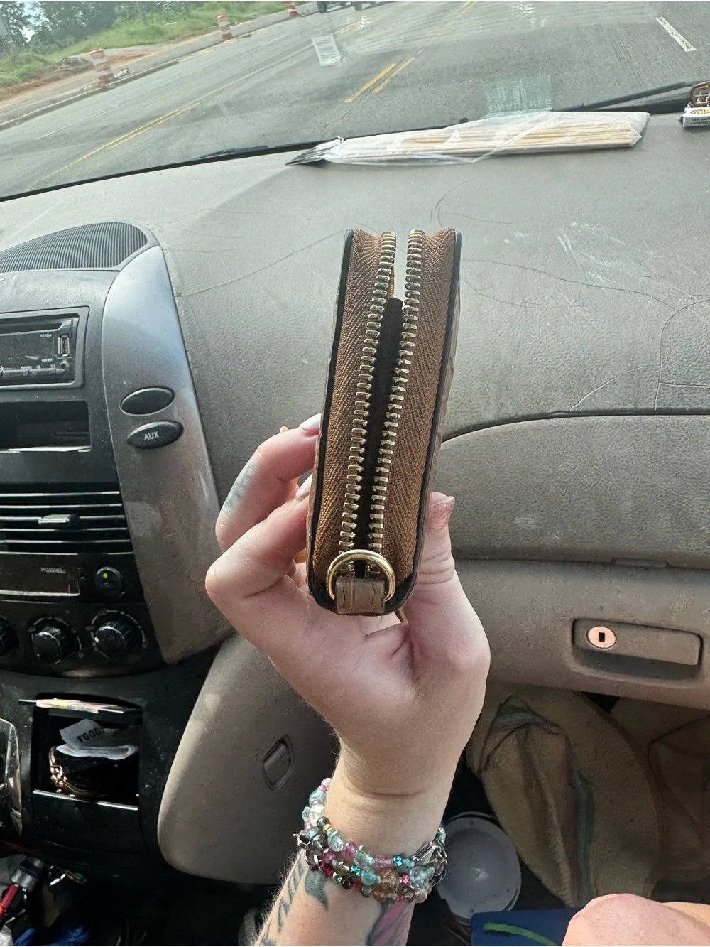 Michael Kors Croc-Embossed Tan Leather Zip-Around Wristlet Wallet