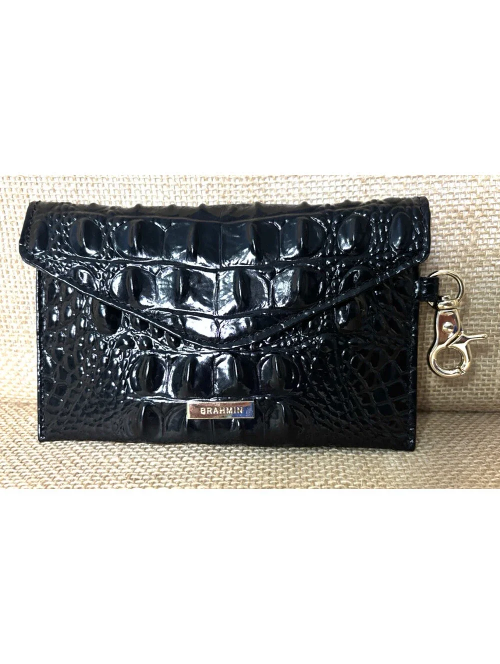 Brahmin Melbourne Mini Envelope Case Black Card Wallet