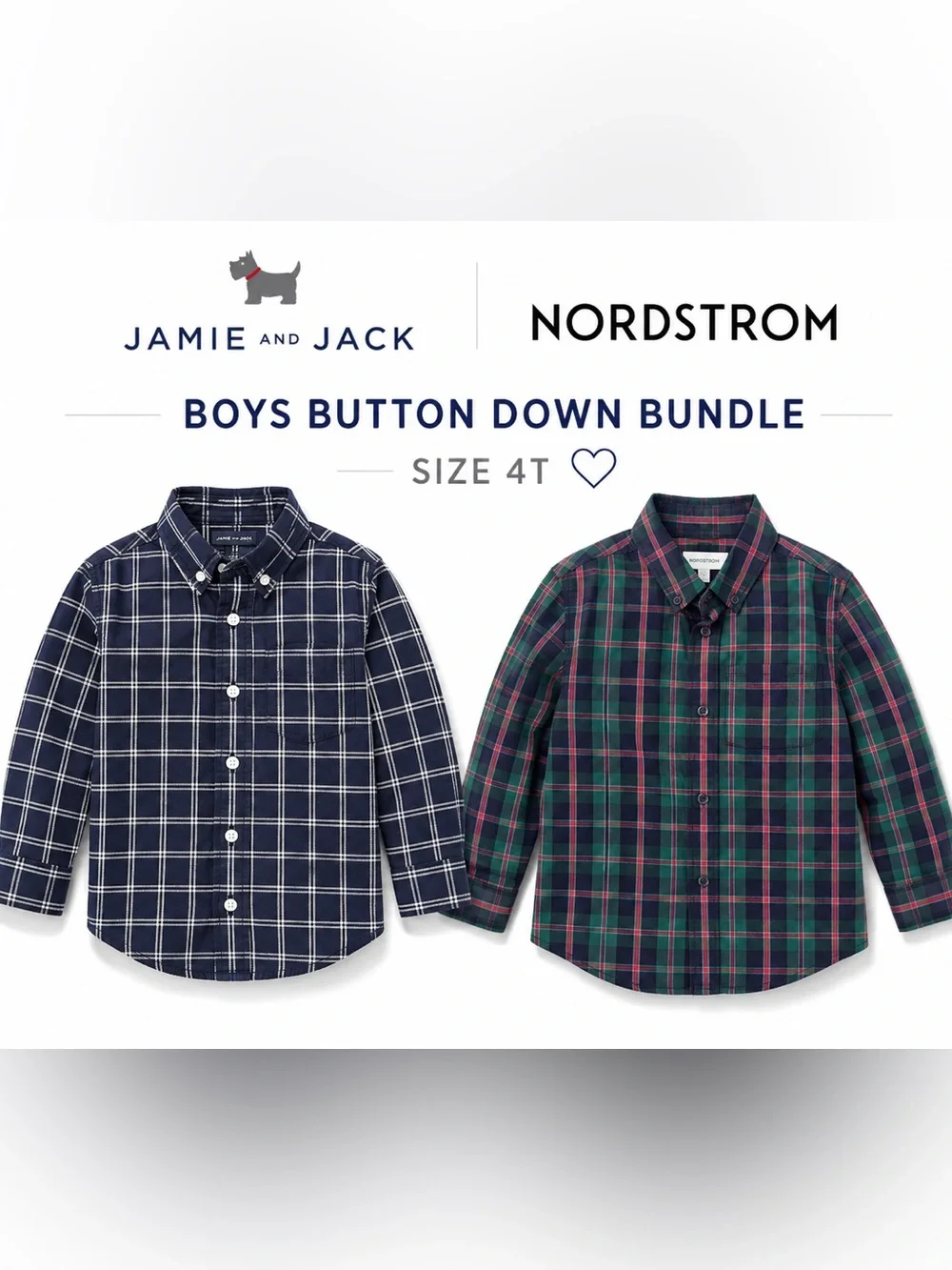 Janie and Jack bundle Boys' Plaid Button-Down Shirt Bundle - Navy & Green