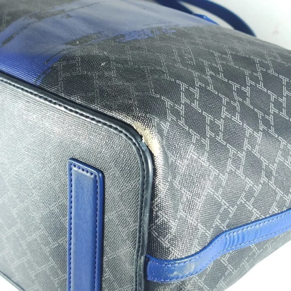 Tumi Everyday Women's Black Blue Leather Canvas Large Travel Caryall Tote Bag