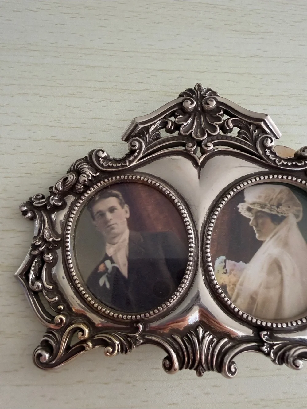 Brighton Ornate Double Photo Frame - Silver Finish