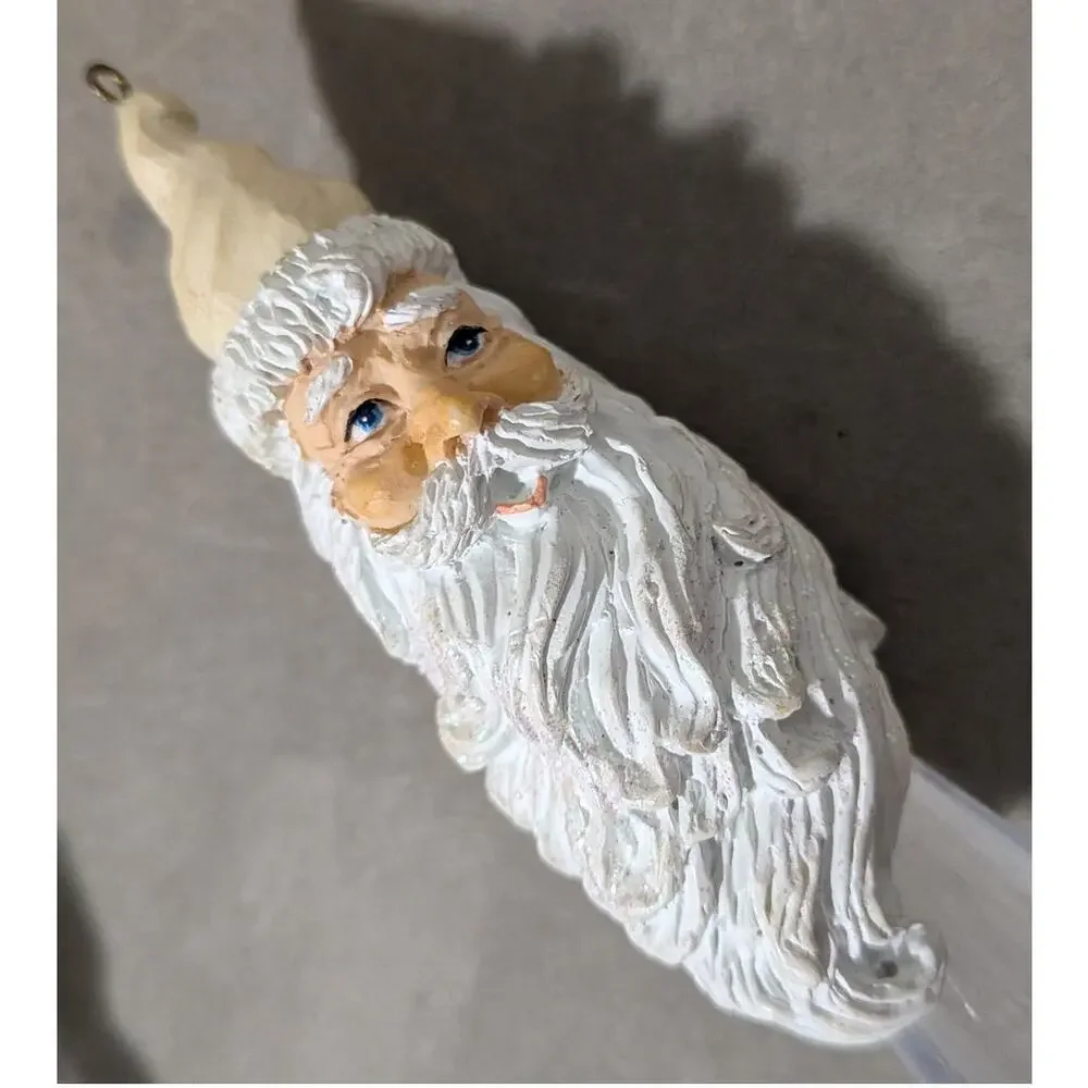 Vintage Dept 56 Father Frost Santa Icicle Ornaments Set of 2 Clear Prism