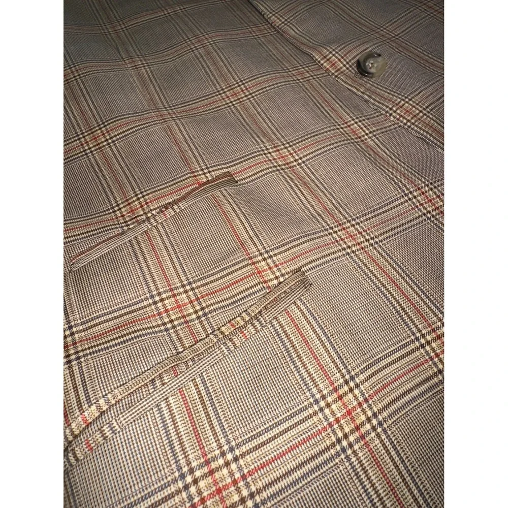 Burberry London Mens 46L Glen Plaid Wool Blazer Sport Coat 3 Button Made in USA
