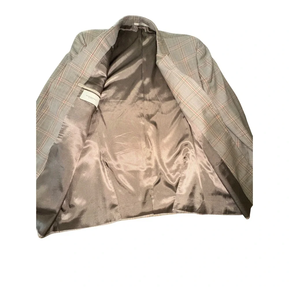 Burberry London Mens 46L Glen Plaid Wool Blazer Sport Coat 3 Button Made in USA