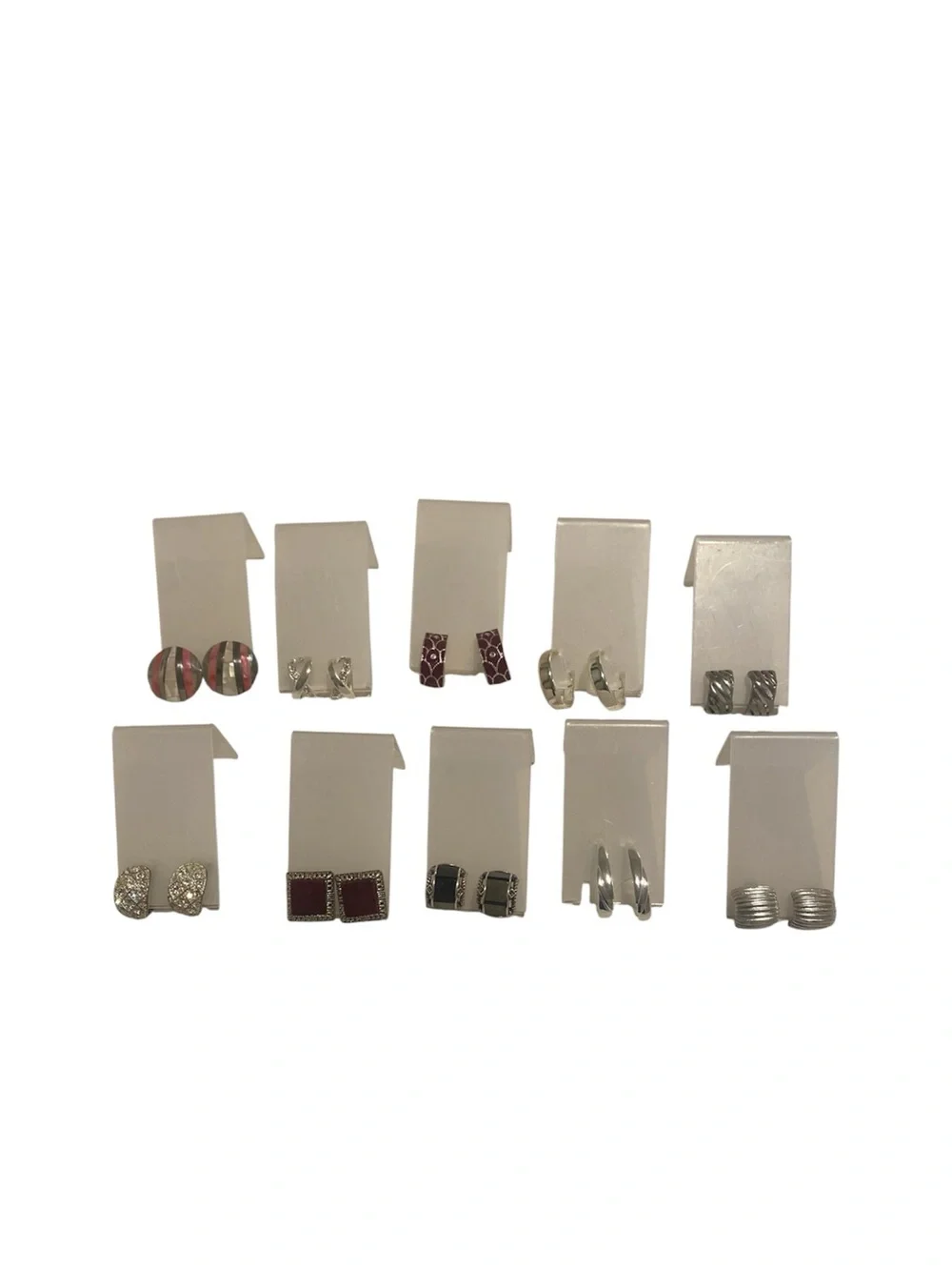 10 pairs Assorted Women's Fashion Costume Clip - On Hoop and Stud Earrings