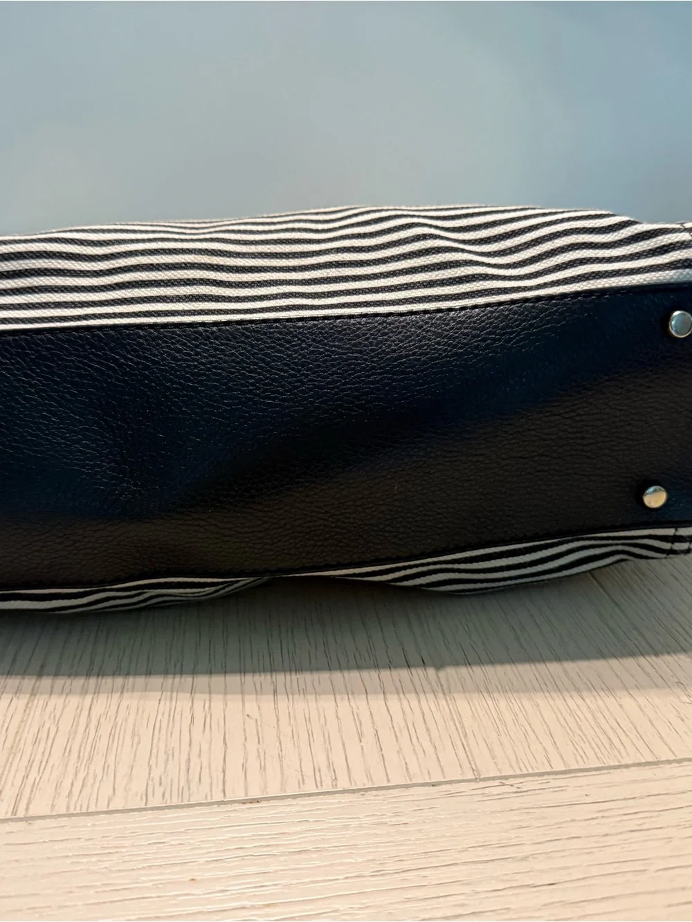 kate spade Blue and White Striped Leather-Trim Shoulder Bag
