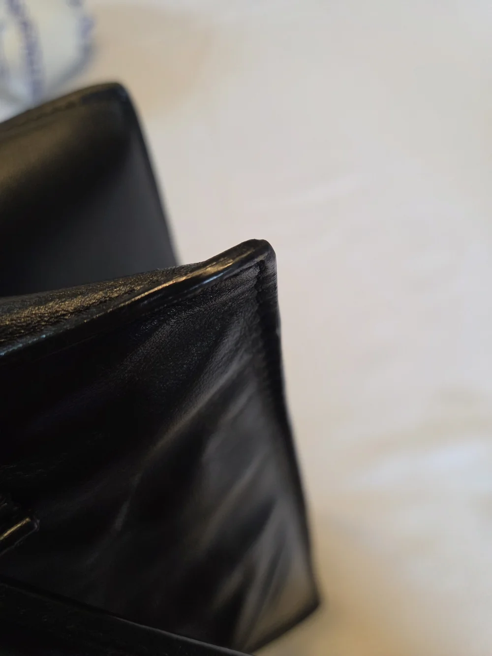 Yuzefi Black Leather Gathered Top Handle Bag