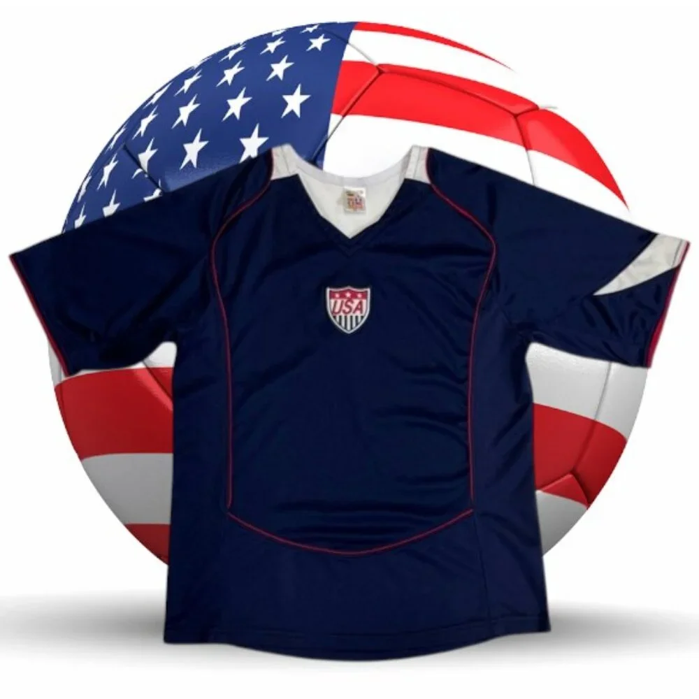 United States US Soccer Blue White Red Embroidered Jersey Youth Size Large YL