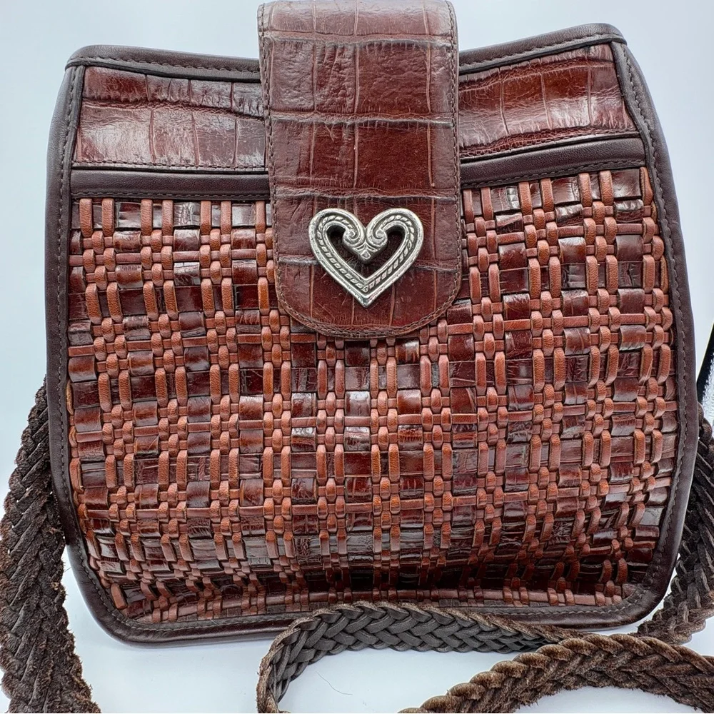 Brighton Brown Woven Leather Handbag