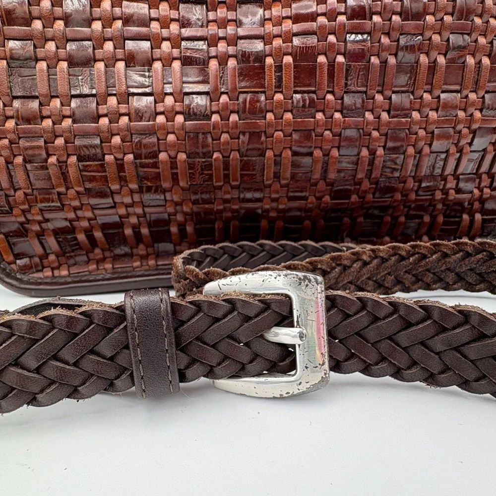 Brighton Brown Woven Leather Handbag