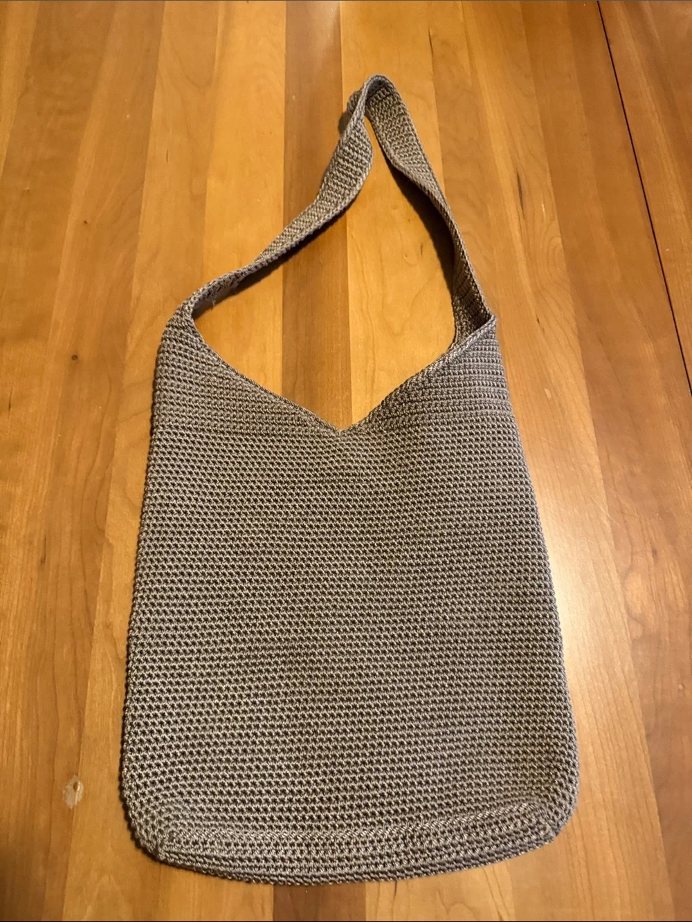 The sak Taupe Crochet Shoulder Bag with Front Zip Pocket
