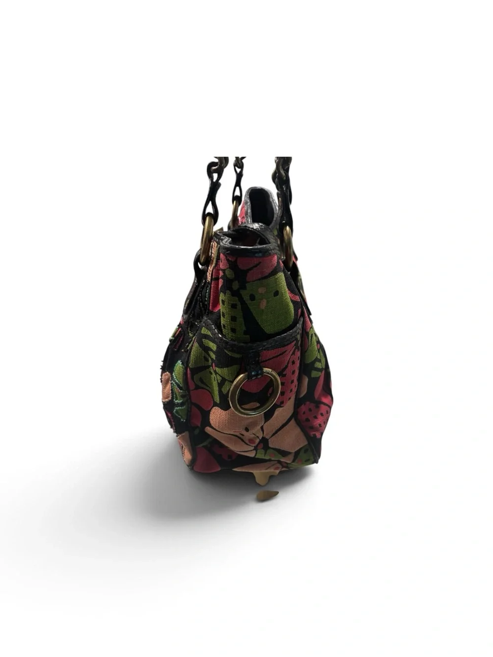 Isabella Fiore Vintage Beaded Pink Floral Chain-Handle Shoulder Bag