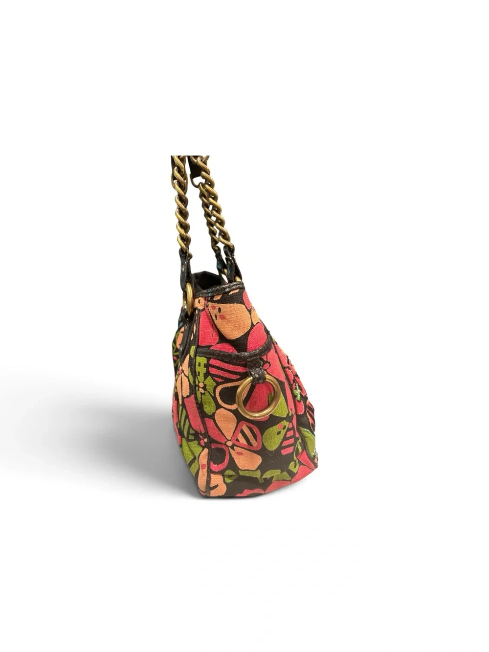 Isabella Fiore Vintage Beaded Pink Floral Chain-Handle Shoulder Bag