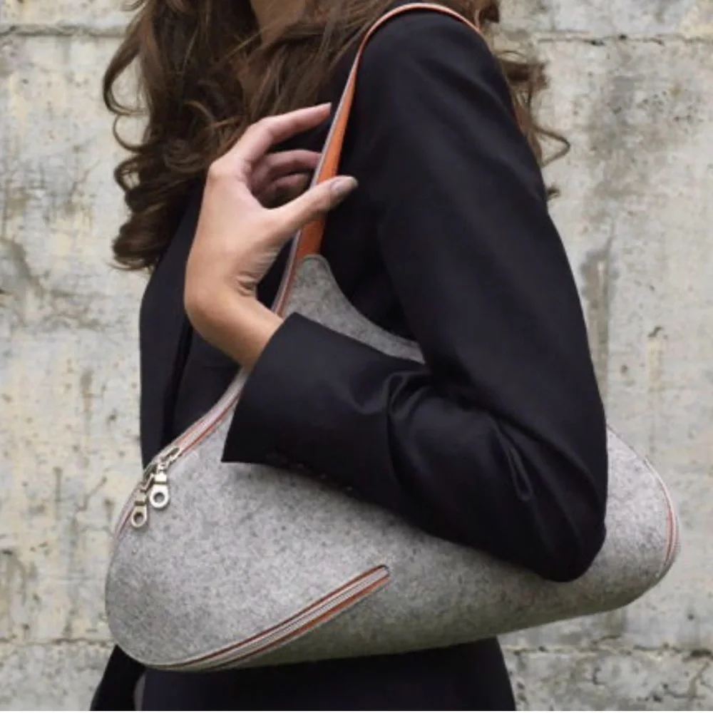 Gray Industrial Wool Felt Eco-Friendly Bag by designer Josh Jakus