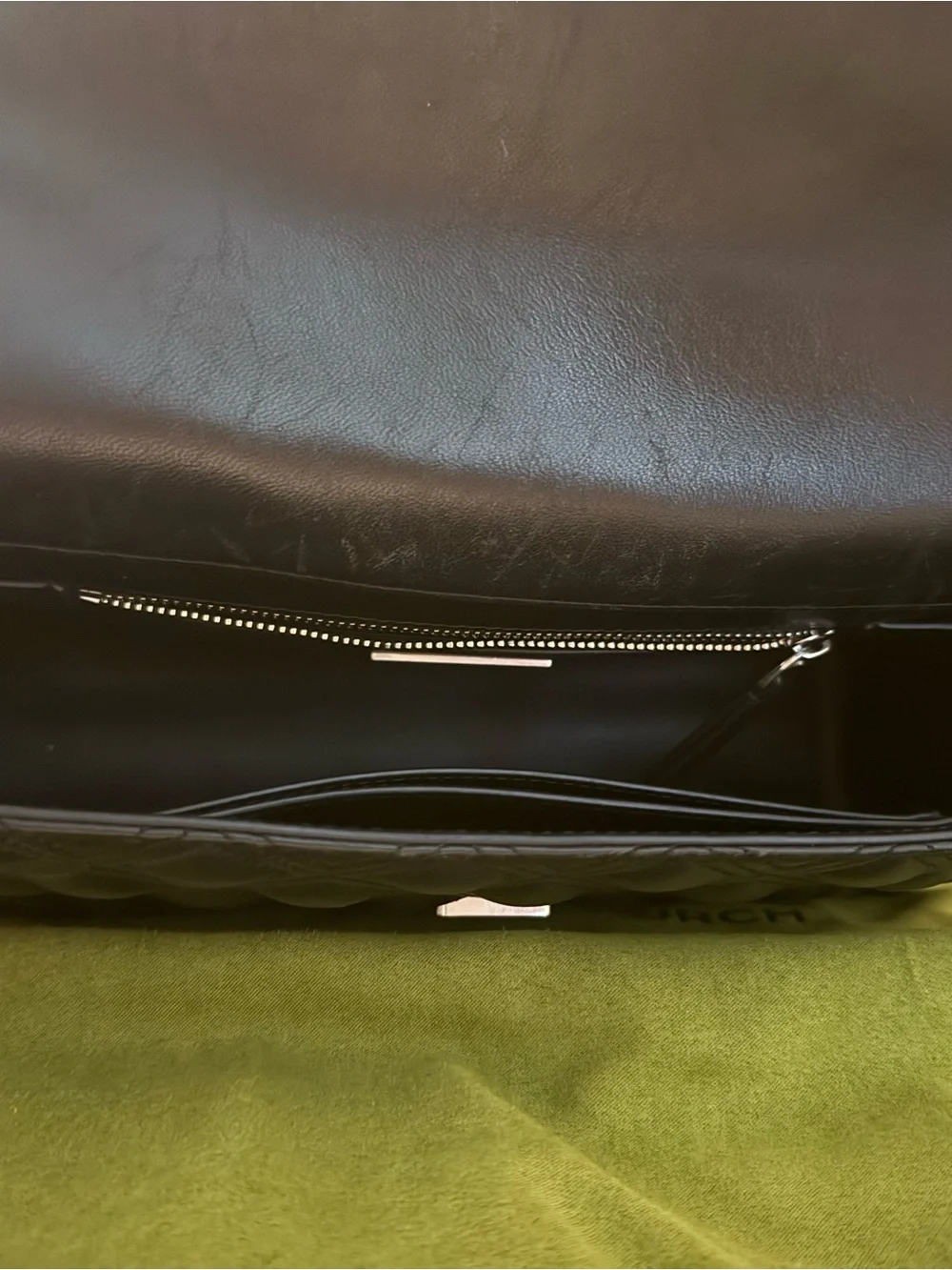 Tory Burch Fleming Black Quilted Leather Shoulder Bag with Chain Strap