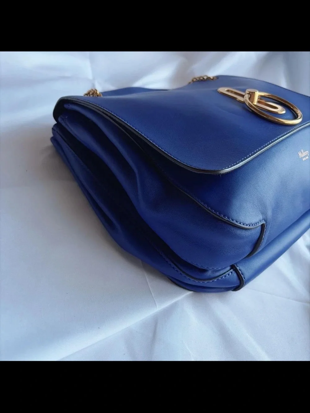 Mulberry Cobalt Blue Leather Shoulder Bag with Gold Hardware