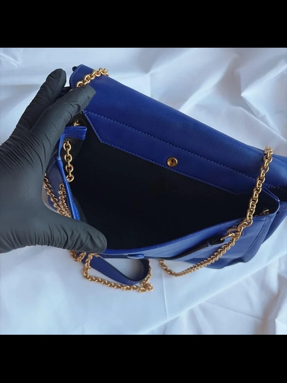 Mulberry Cobalt Blue Leather Shoulder Bag with Gold Hardware