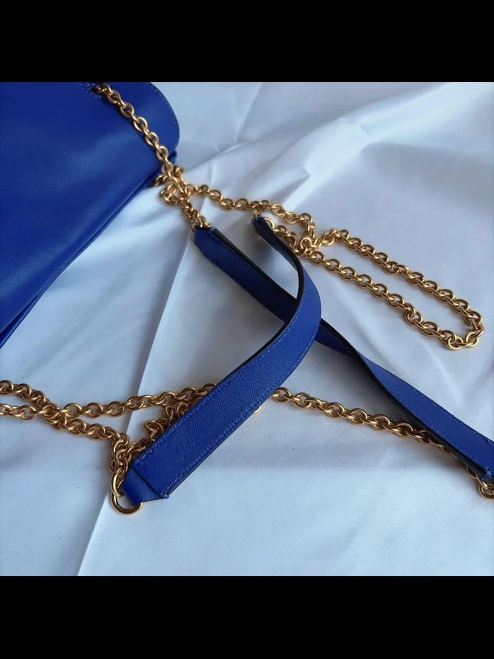 Mulberry Cobalt Blue Leather Shoulder Bag with Gold Hardware