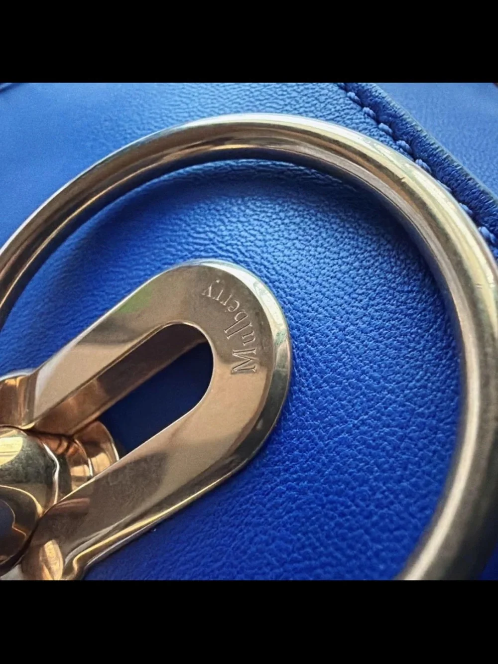 Mulberry Cobalt Blue Leather Shoulder Bag with Gold Hardware